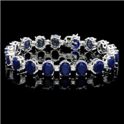 `14k Gold 40ct Sapphire 1.35ct Diamond Bracelet