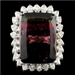 14K Gold 24.06ct Tourmaline & 0.77ctw Diamond Ring