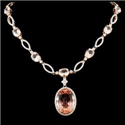 14K Gold 44.18ct Morganite & 4.25ctw Diamond Neckl