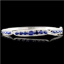 14K Gold 3.60ct Sapphire & 0.63ctw Diamond Bangle