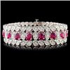 Image 1 : 14K Gold 21.50ct Ruby & 3.25ctw Diamond Bracelet