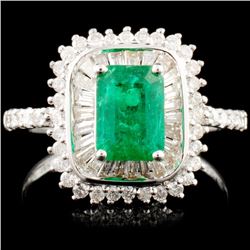 18K Gold 1.00ct Emerald & 0.72ctw Diamond Ring