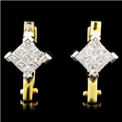 18K Gold 1.00ctw Diamond Earrings