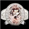 Image 1 : 14K Gold 5.00ct Morganite & 1.40ctw Diamond Ring