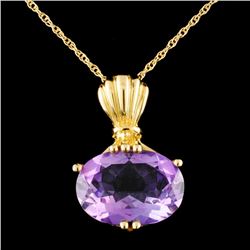 14K Gold 4.58ct Amethyst Pendant