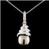 14K Gold 4MM Pearl & 0.43ctw Diamond Pendant
