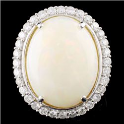 14K Gold 13.31ct Opal & 1.45ctw Diamond Ring