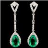 Image 1 : 18K Gold 6.25ctw Emerald & 1.15ctw Diamond Earring