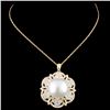 Image 1 : 18K Gold 14MM Pearl & 2.26ctw Diamond Pendant