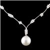 Image 2 : 18K Gold 14MM Pearl & 1.82ctw Diamond Necklace