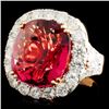 Image 2 : 18K Gold 14.62ct Tourmaline & 3.21ctw Diamond Ring