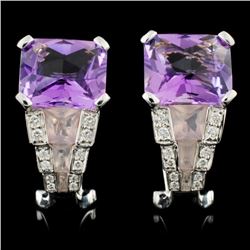 18K White Gold 11.39ct Amethyst & 0.21ct Diamond E