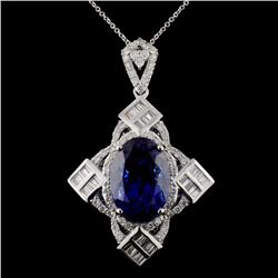 18K White Gold 12.43ct Tanzanite & 1.67ct Diamond