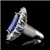 Image 3 : 14K W Gold 12.16ct Tanzanite & 3.05ct Diamond Ring