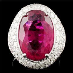 18K Gold 9.33ct Rubellite & 3.11ctw Diamond Ring
