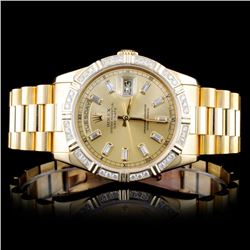 Rolex 18K Day-Date 1.50ctw Diamond Gents Wristwatc
