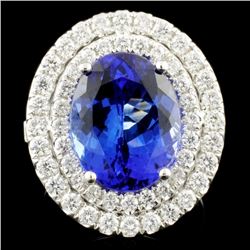 18K Gold 6.31ct Tanzanite & 1.26ctw Diamond Ring