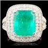 Image 1 : 18K Gold 5.50ct Emerald & 1.09ctw Diamond Ring