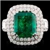 Image 1 : 18K Gold 6.09ct Emerald & 1.87ctw Diamond Ring