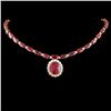 Image 1 : 14K Rose Gold 40.16ctw Ruby & 2.33ct Diamond Neckl