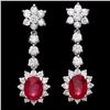 Image 1 : `14k Gold 5ct Ruby 2.50ct Diamond Earrings