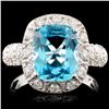 Image 1 : 14K Gold 3.24ct Topaz & 0.50ctw Diamond Ring