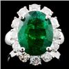 Image 1 : 14K Gold 4.06ct Emerald & 1.45ctw Diamond Ring