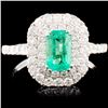 Image 1 : 18K Gold 0.79ct Emerald & 0.91ctw Diamond Ring