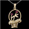 Image 1 : 14K Yellow Gold 0.18ct Ruby & 0.30ct Diamond Penda