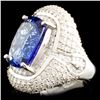 Image 2 : 18K Gold 10.92ct Tanzanite & 3.76ctw Diamond Ring