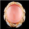 Image 1 : 18K Gold 10.00ct Rose Quartz & 0.27ct Diamond Ring
