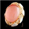 Image 2 : 18K Gold 10.00ct Rose Quartz & 0.27ct Diamond Ring