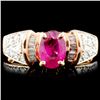 Image 1 : 14K Gold 0.98ct Ruby & 0.34ctw Diamond Ring