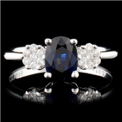 14K Gold 1.05ct Sapphire & 0.16ctw Diamond Ring