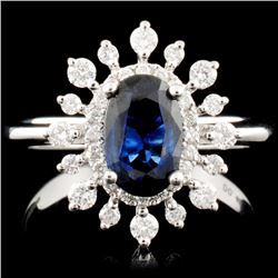 14K Gold 1.05ct Sapphire & 0.39ctw Diamond Ring
