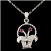 Image 1 : 14K Gold 0.15ctw Ruby & 0.14ctw Diamond Pendant