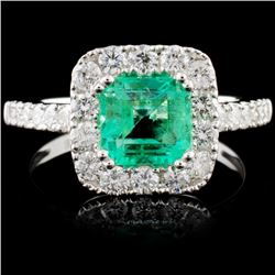 18K Gold 1.14ct Emerald & 0.81ct Diamond Ring