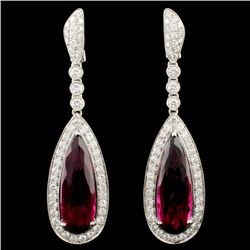 18K Gold 15.24ct Tourmaline & 2.77ctw Diamond Earr