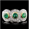 Image 1 : 14K White Gold 0.73ct Emerald & 0.67ct Diamond Rin