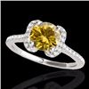 Image 2 : Genuine 1.33 CTW Certified Fancy Intense Genuine Diamond Solitaire Halo Ring Gold - 33296-REF#102M8H