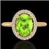 Image 1 : Genuine 1.75 CTW Peridot & Micro Pave Diamond Bridal Ring Solitaire Halo 18K Gold - 21017-REF#45T9X
