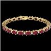 Image 2 : Natural 23.5 CTW Ruby & Diamond Certified Eternity Tennis Bracelet Gold - 29376-REF#93H2R