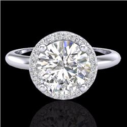 Genuine 2.0 CTW Micro Pave Diamond Certified Ring Designer Halo 18K Gold - 23209-REF#784R3Z