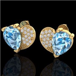 Natural 2.50 CTW Sky Blue Topaz & Micro Pave Diamond Certified Earrings 10K Gold - 20068-REF#25T5X