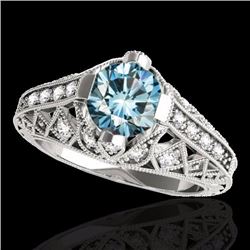 Genuine 1.25 CTW Certified Fancy Blue Genuine Diamond Solitaire Antique Ring Gold - 34689-REF#106F7M