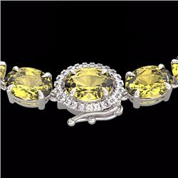 Genuine 72 CTW Citrine & Diamond Tennis Micro Pave Halo Necklace 14K Gold - 23455-REF#169A4N