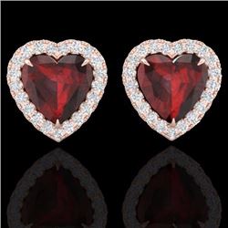 Natural 2.22 CTW Garnet & Micro Pave Diamond Earrings Heart Halo In 14K Gold - 21204-REF#29F3M