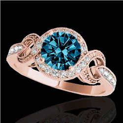 Genuine 1.33 CTW Certified Fancy Blue Genuine Diamond Solitaire Halo Ring Gold - 33811-REF#105F3M