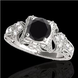 Genuine 1.25 CTW Certified Black Genuine Diamond Solitaire Antique Ring Gold - 34669-REF#62K7T