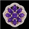 Image 2 : Natural 3.0 CTW Amethyst & Diamond Certified Cluster Designer Halo Ring Gold - 20770-REF#44W2K